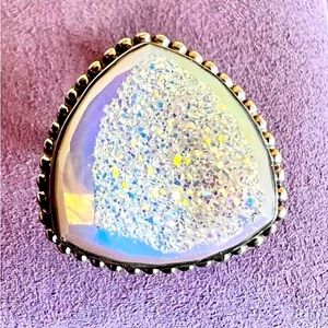Sterling Silver White Druzy Ring